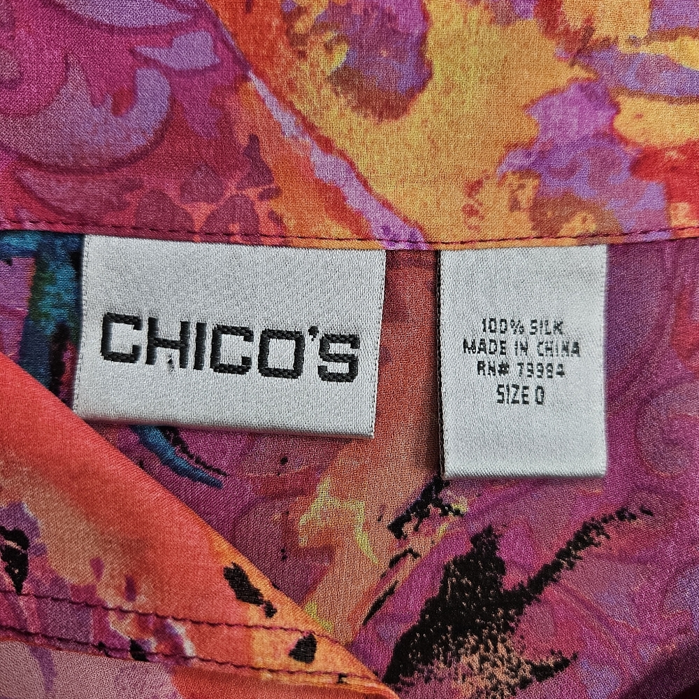 Chico’s Bright Silj Multicolor Button Front Blous… - image 8